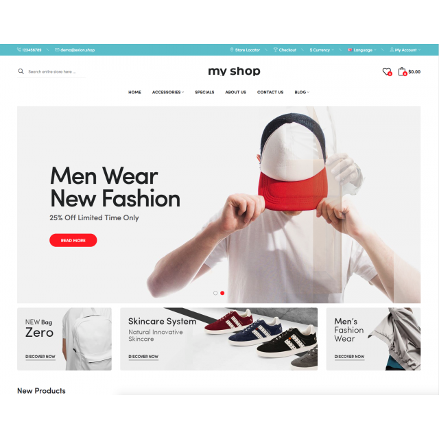 Your Online Store for Rent at CHF 69.- per month model Template 4